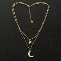 18KGP Mond und Stern Doppelte Halskette in Gold