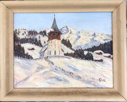 Winterlandschaft Gemälde Monogrammiert