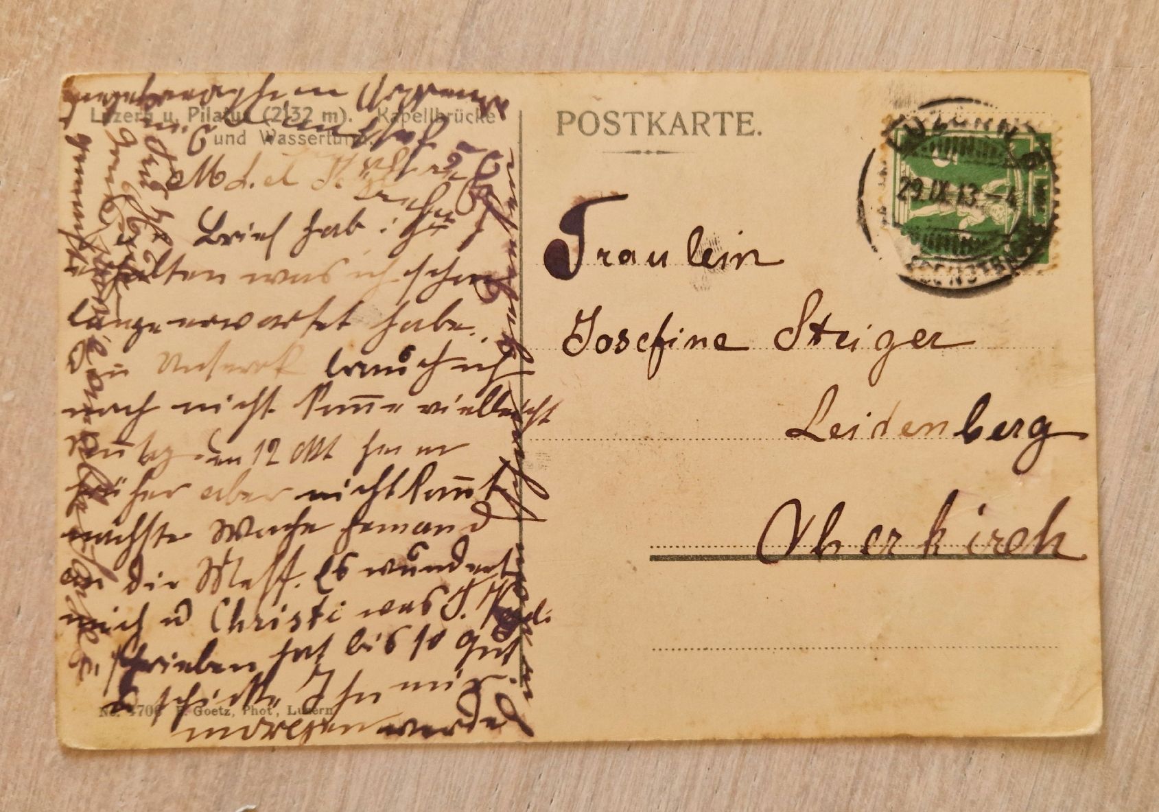 Cartoline postali: AK Luzern n. Oberkirch 1913 – Usato da Ebikon venduto da Donar50 1