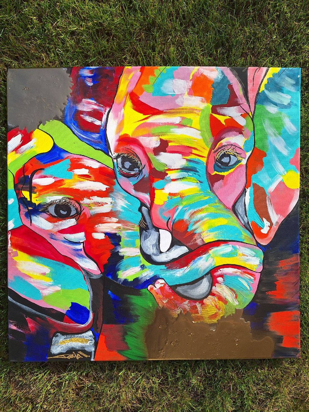 Dipinti: Acrylbild Elefanten 60x60cm – Usato da Spiez venduto da Tanja_Strohmeier026