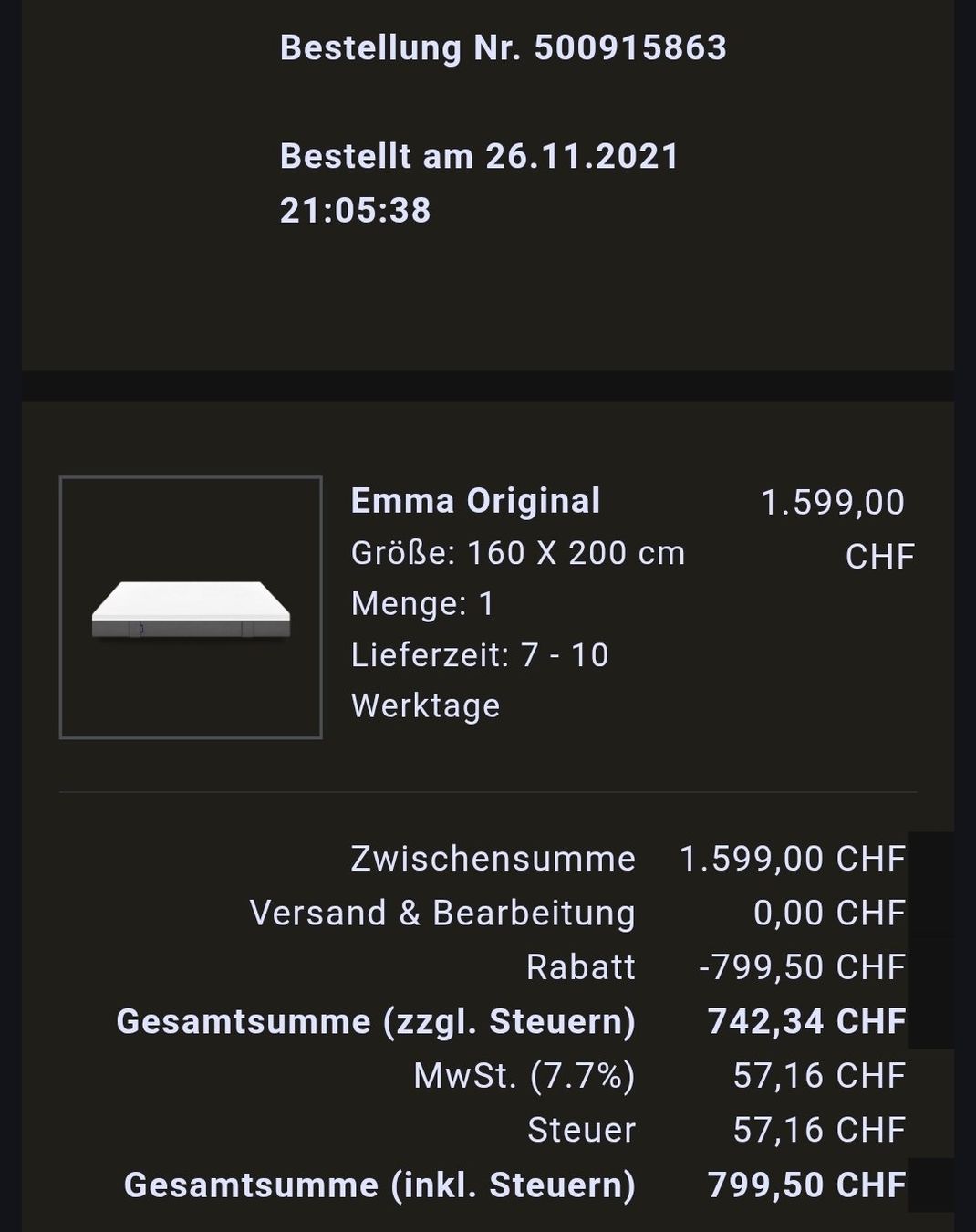 Emma Matelas: Matratze Emma – D'occasion à Winterthur par Lila059 1