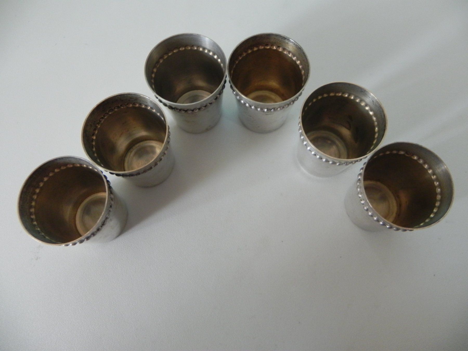 Bicchieri: 6 kleine silberne Schnaps Gläser / Silber? Versilbert? – Usato da Minusio venduto da Lory64 1