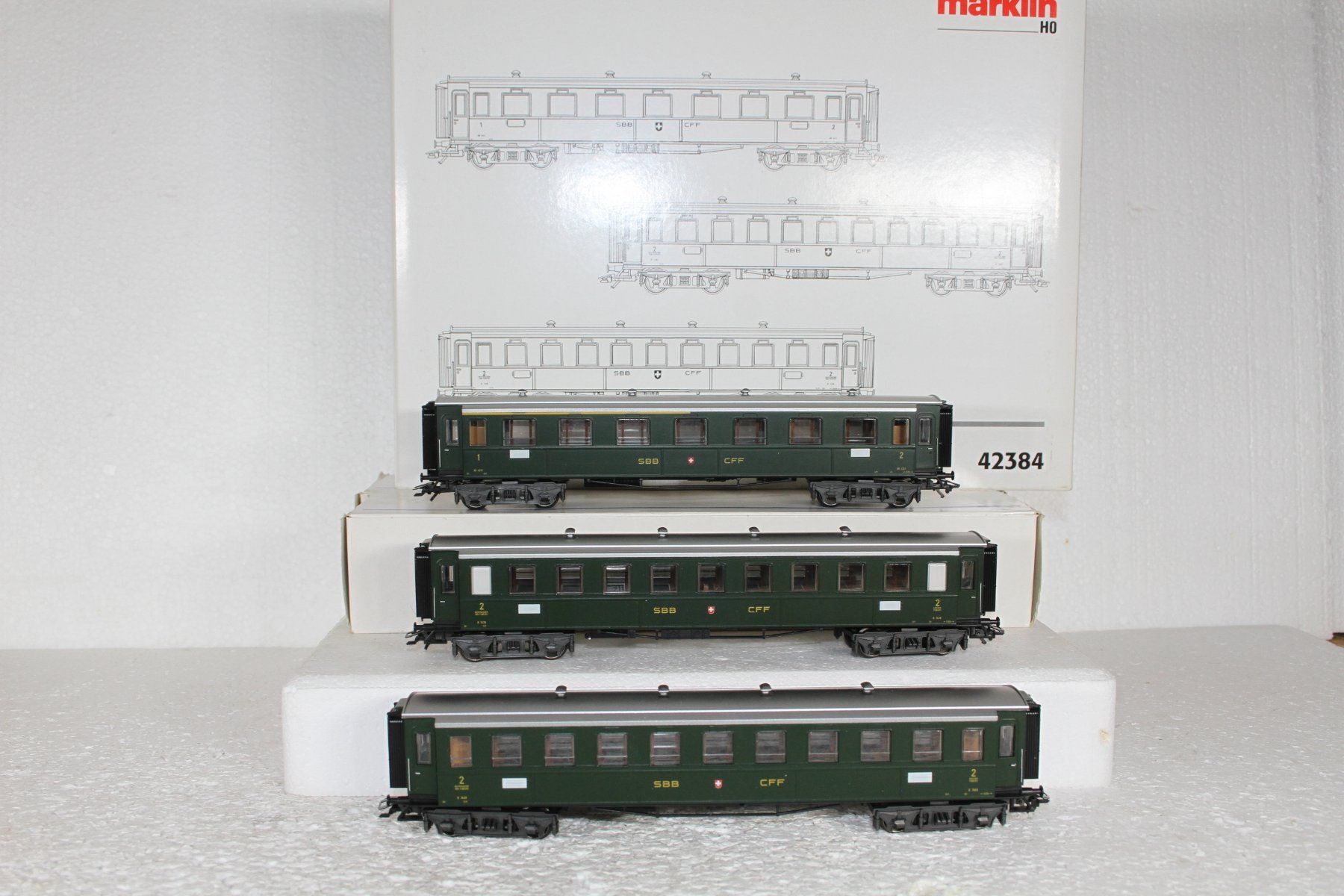 Märklin Modellini di ferrovie: Märklin SBB Wagen-Set ´Schweizer Oldtimer-Personenzug´ (2) – Usato da Triesen venduto da gleis8 1