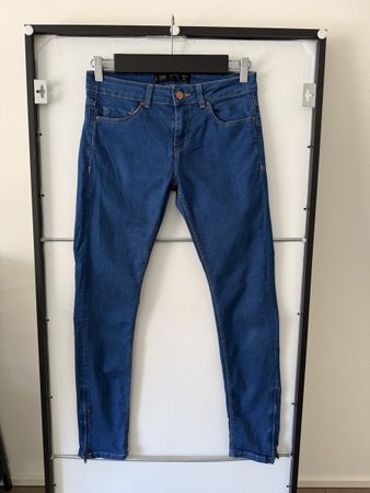 Zara Jeans Slim Fit Blau Zip unten, Gr. 38
