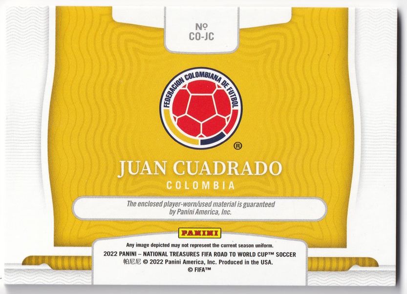 Panini Carte collezionabili: Juan Cuadrado Panini NT Colossal /10 Match-Worn Jersey Patch – Nuovo (secondo la descrizione) da Jegenstorf venduto da plataOplomo 1
