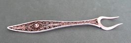 Antike kleine Oliven Gabel 800 Silber filigran gearbeitet