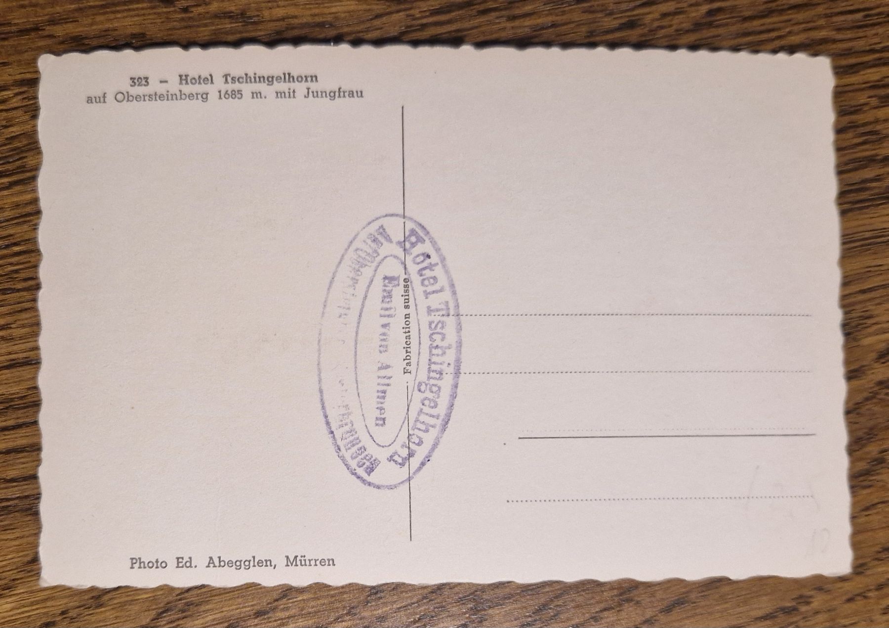 Cartoline postali: Hotel Tschingelhorn mit Hotelstempel – Usato da Ebikon venduto da Donar50 1