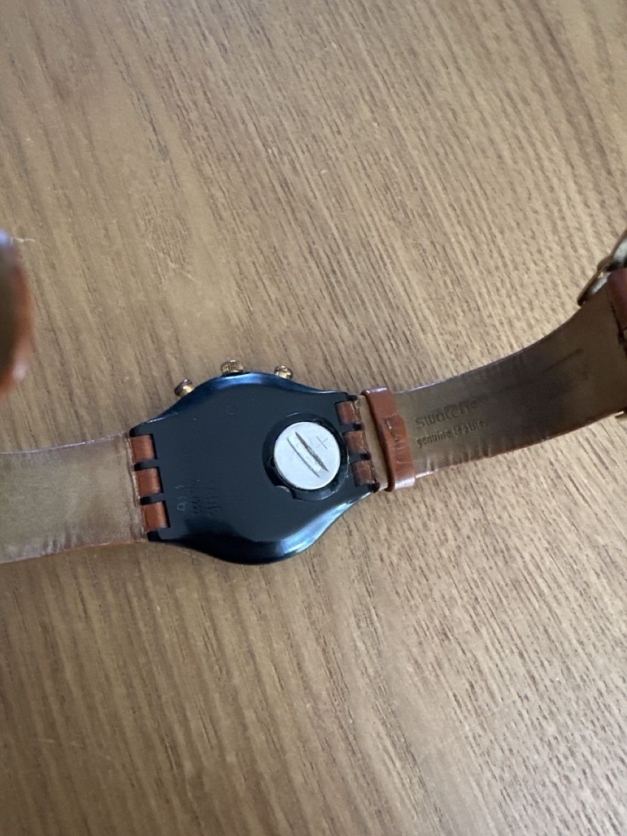 Swatch Orologi: Swatch Chronograph mit Original Lederarmband Vintage Uhr – Usato da Luzern venduto da Fjus 3