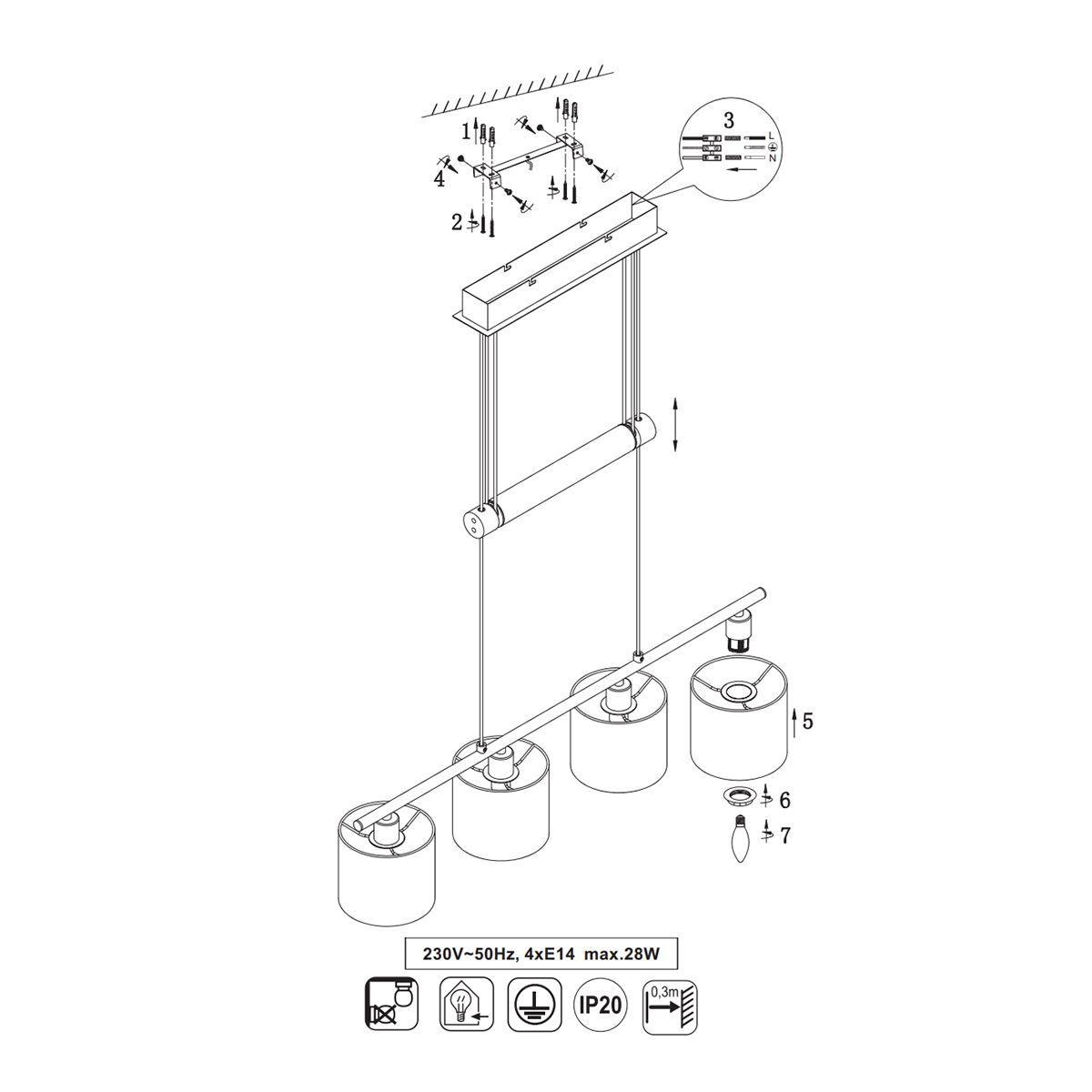 Lampadari & plafoniere: JoJo-Pendelleuchte, 150 cm x 77 cm – Nuovo (secondo la descrizione) da Kreuzlingen venduto da Smart-Light 3