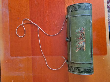 ANTIKE BOTANISIERBÜCHSE ORIGINAL ALT HANDTASCHE AUS BLECH