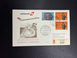 Swissair Erstflugbrief Genf-Larnaca 1986