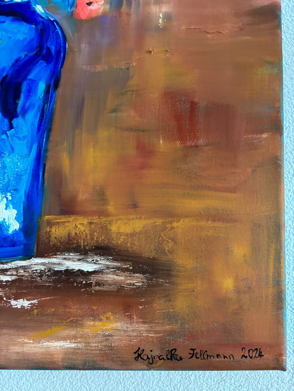 Dipinti: Blumen in blauer Vase, signiert, Ölgemälde – Nuovo (secondo la descrizione) da Cham venduto da Felha 6