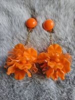 Vintage 60er Jahre Ohrclips, orange, Ursprung Hongkong