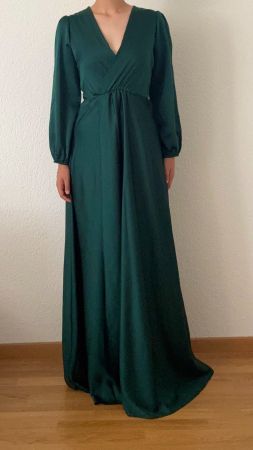 Elegantes langes Kleid Dunkelgrün – festlich – Gr. S