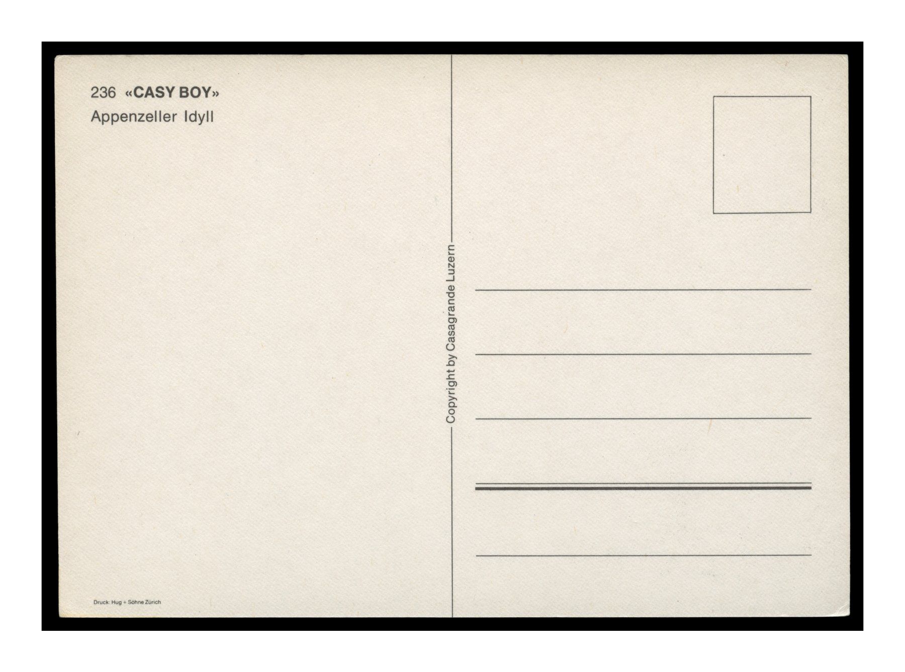 Cartoline postali: CASY BOY - 1960 "Appenzeller Idyll" – Usato da Onex venduto da Lagorel01 1