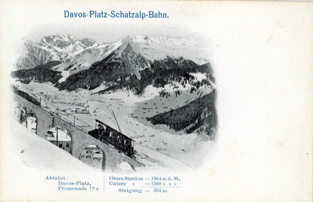 Ansichtskarten: Davos-Platz  GR  -   SCHATZALP - Zahnradbahn    ca. 1900 – Gebraucht aus Brig von Valcards54