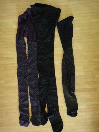 3 Strumpfhosen, Blickdicht, Schwarz, Lila, Gr. 10 Jahre