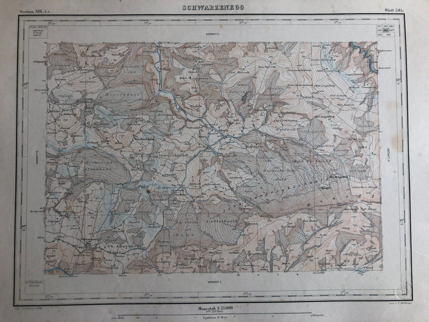 Landkarten & Atlanten: Siegfriedatlas Bl. 385: Schwarzenegg 1886 – Gebraucht aus Zürich von allp 1