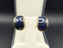 Vintage Ohrringe Blau und Goldfarbe Clip