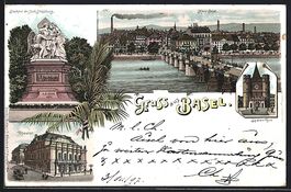 Litho Basel, Blick auf Klein-Basel, Spal