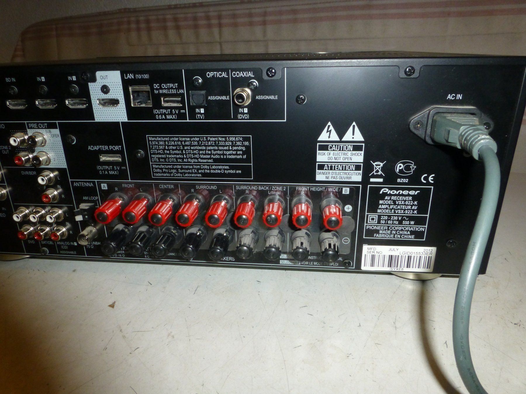 Pioneer Receiver: Pioneer VSX-922-K AV Receiver – Gebraucht aus Altstätten SG von  4