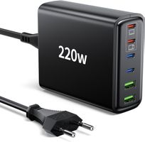 220W 6-Port USB (4xUSB-C/2xUSB-A) Schnellladegerät PD + QC
