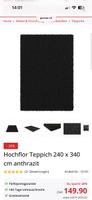 Hochflor Teppich 240 x 340 cm anthrazit gebraucht