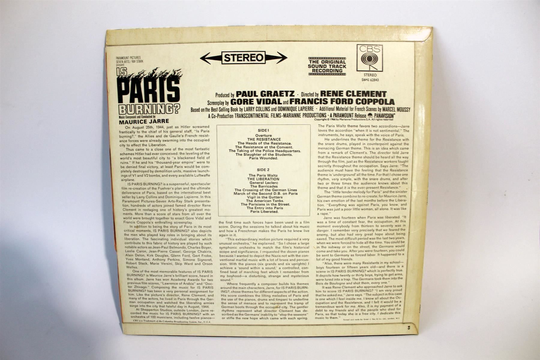 CD: MAURICE JARRE: Is Paris Burning? – Usato da Bern venduto da vinyl-heaven 3