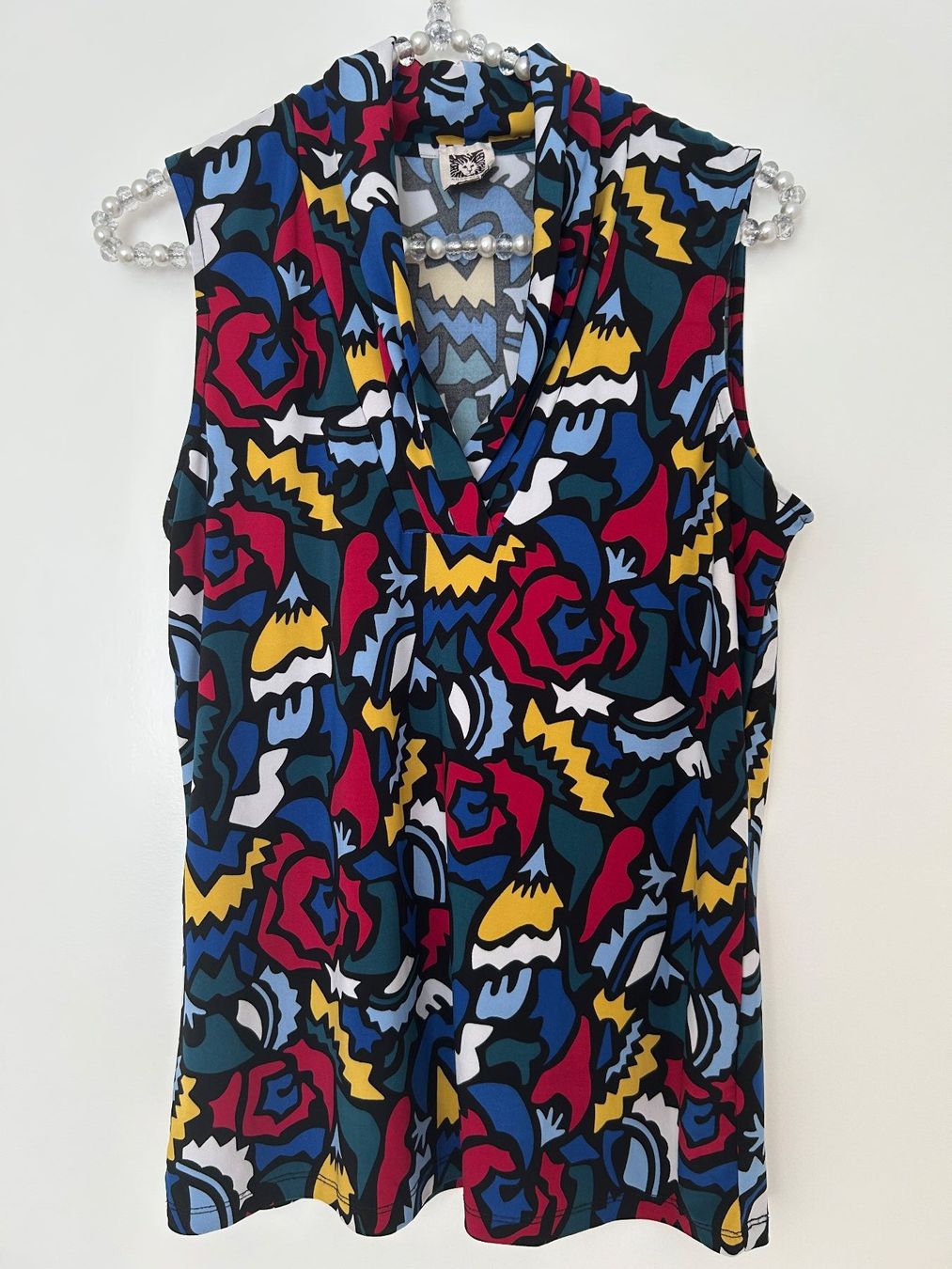 Camicette: Anne Klein Bluse, Gr. M, bunt gemustert, Stretch – Usato da Horn venduto da Resvi