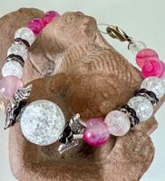 Bergkristall-Achat-Armband mit Engelsflügeln & Silber Unikat