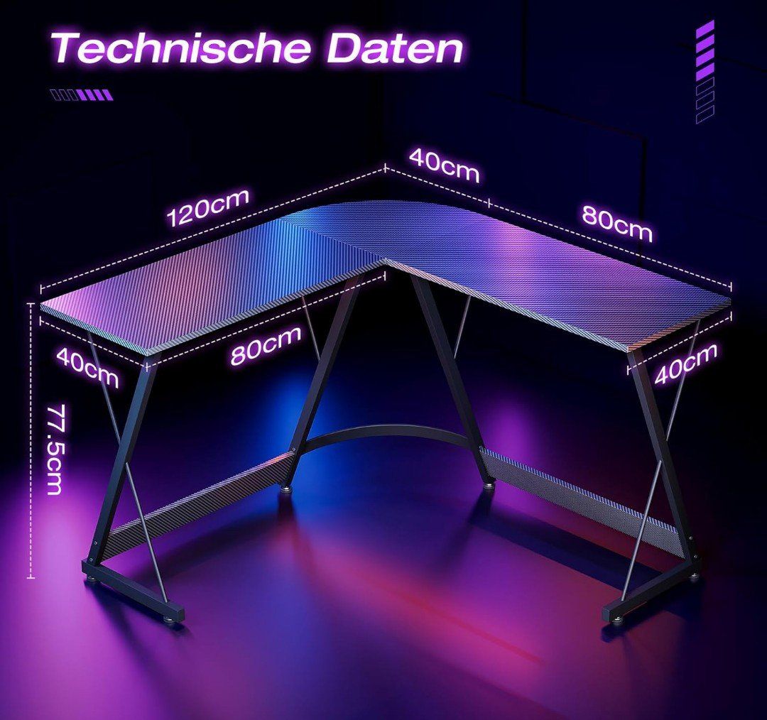 Scrivanie: ODK GAMING Tisch Carbon Optik.. Austellungsstück – Nuovo (secondo la descrizione) da Rapperswil /Be venduto da HS-Racing 1