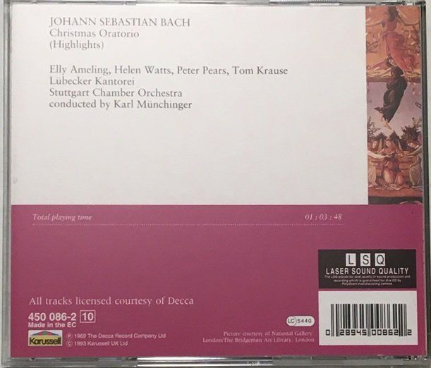 CD: Bach - Christmas Oratorio - Highlights – Usato da Grüningen venduto da azulamarillo 1