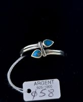 Bague Vintage "Toi et Moi" Turquoise et Pyrite Argent 925