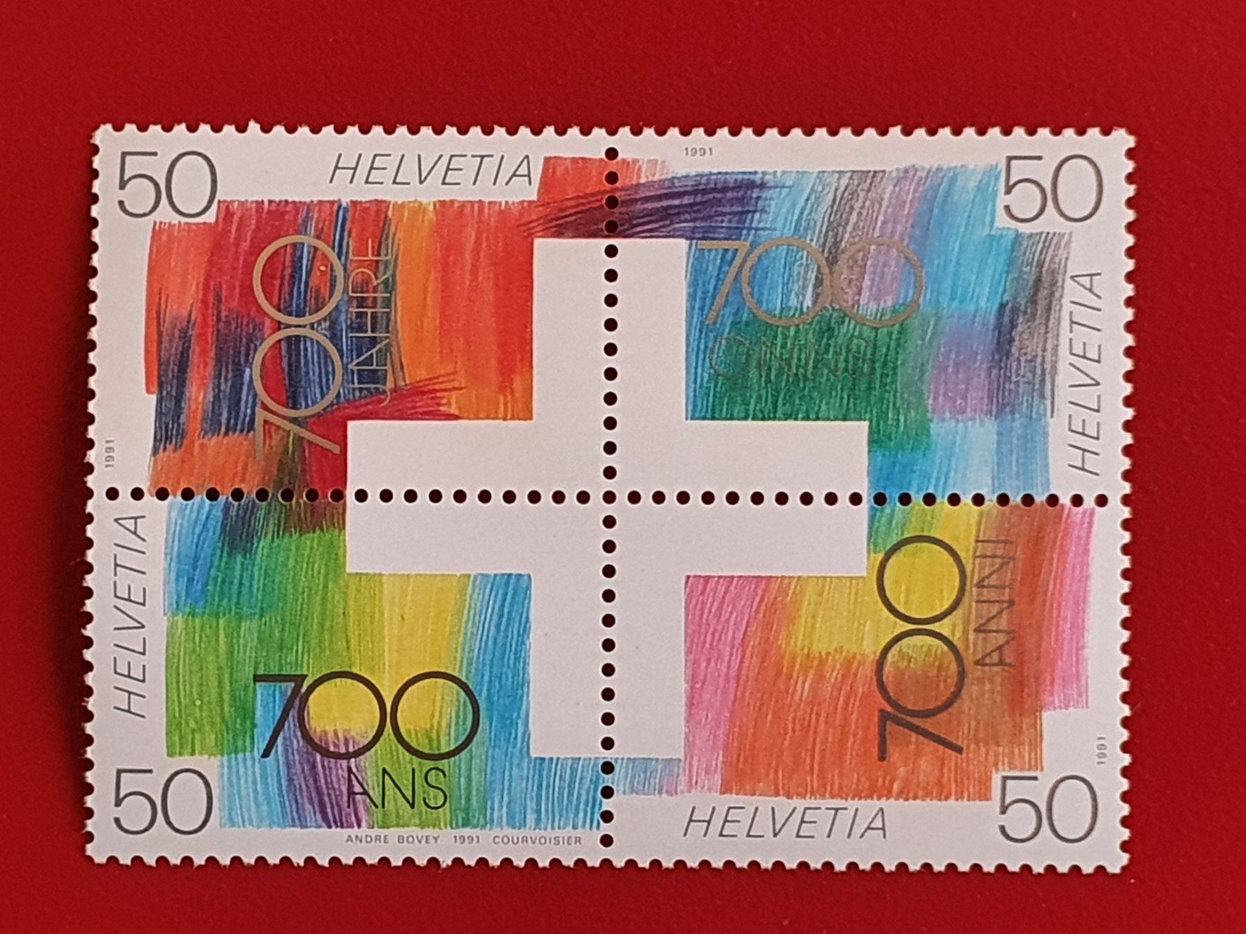 Alle Briefmarken: 700 J. EIDGENOSSENSCH. VIERERBLOCK 807-810 1991** POSTFRISCH – Neu (gemäss Beschreibung) aus Düdingen von Quartierstrasse