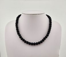 Onyx Halskette Schwarz Natursteine/Heilsteine