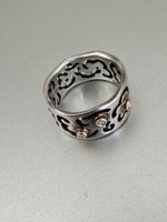 Vintage PANDORA 925 Silber Ring mit 14K Gold, Diamanten: 54