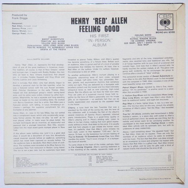 Dischi in vinile: Jazz LP: Henry "Red" Allen "Feeling good" (CBS) – Usato da Hochfelden venduto da mue_lhm9 3