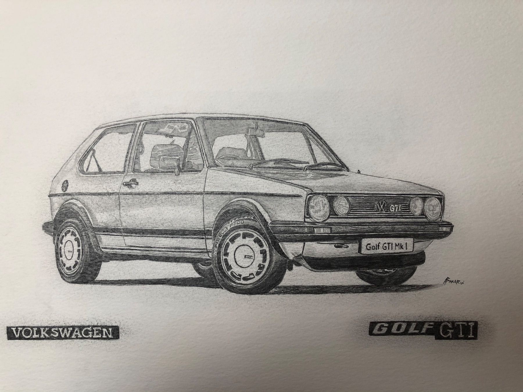 Dipinti: 1983 VW Golf GTi Pirelli Handskizze – Nuovo (secondo la descrizione) da Alpnachstad venduto da ash_9s7x