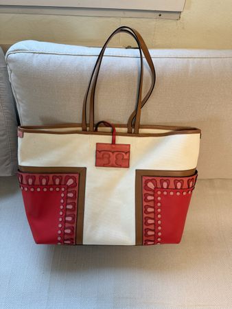 Tory Burch Tote Bag, Rot/Weiss, Frühlingskollektion 2024