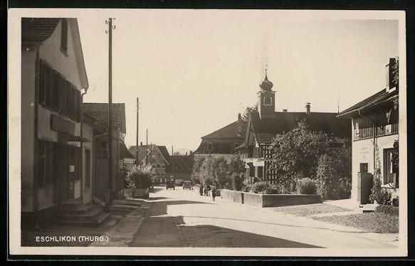 Cartoline postali: Eschlikon, Strassenpartie mit BP-Tankste – Usato da Berlin venduto da bartko-reher