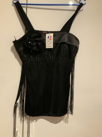 Damen Top Esperance schwarz mit Fransen Grösse 38/40neu