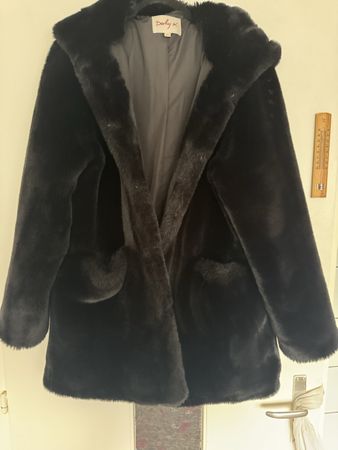 Manteau noir Derhy fausse fourrure, L
