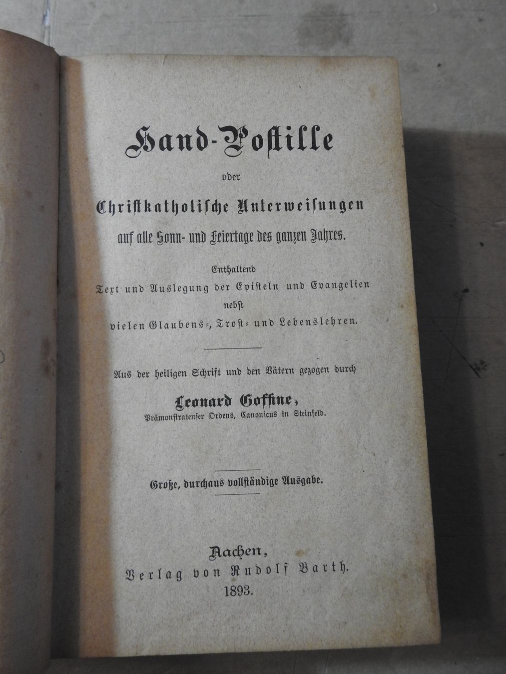 Libri: Hand-Postille oder Christkatholische Unterweisungen 1893 – Usato da Uznach venduto da killroy99