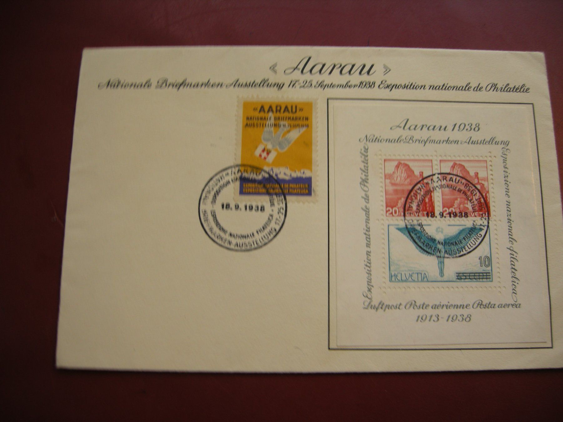 Tutti i francobolli: 18.9.1938, BLOCK W 11 MIT AARAU VIGNETTE – Usato da Eschenbach SG venduto da eDaisy