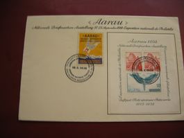 18.9.1938, BLOCK W 11 MIT AARAU VIGNETTE