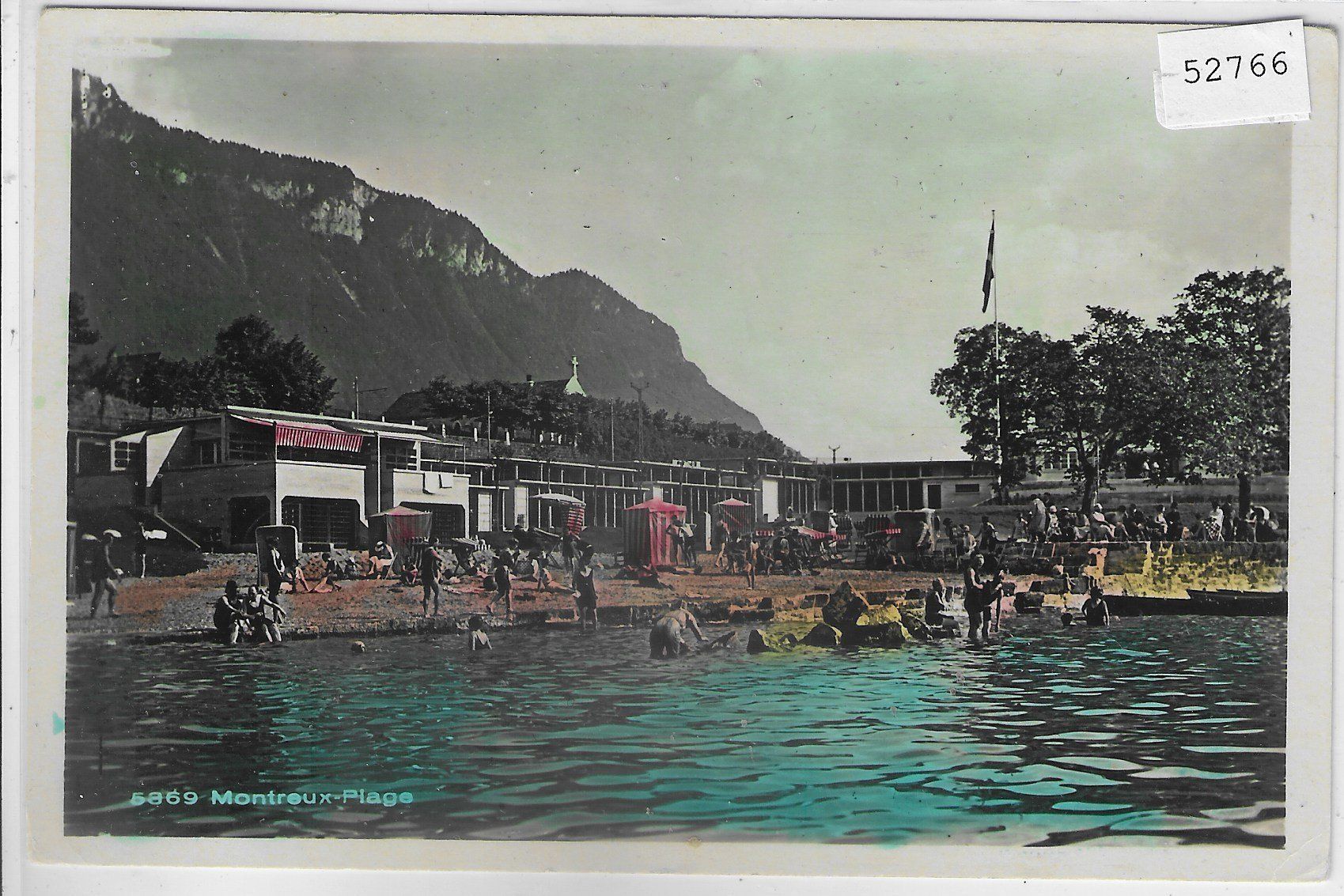 Cartoline postali: Montreux  Plage - coloriert – Usato da Ettingen venduto da Kartenplanet