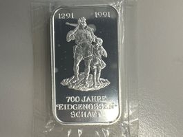 1 Unze Silber Schweiz 700 Jahre Eidgenossenschaft 1991