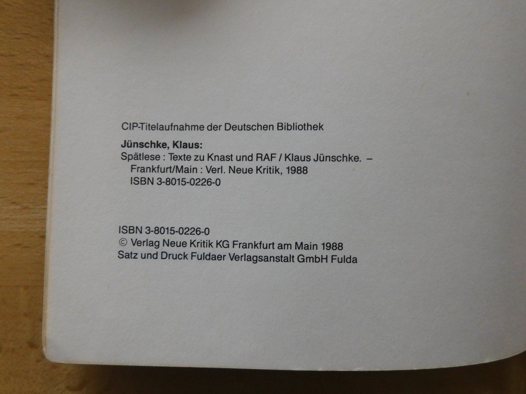 Bücher: Klaus Jünschke - Spätlese - rar! – Gebraucht aus Emmenbrücke von Dickens 2