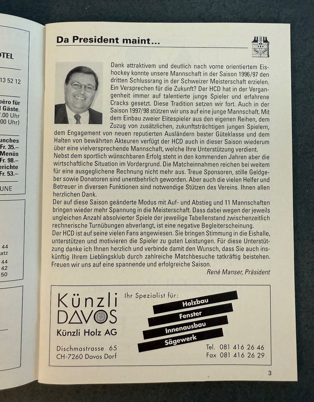 Documenti: HCD Hockey Club Davos  Saisonprogramm 1997/98 – Usato da Contone venduto da Chaos76 3
