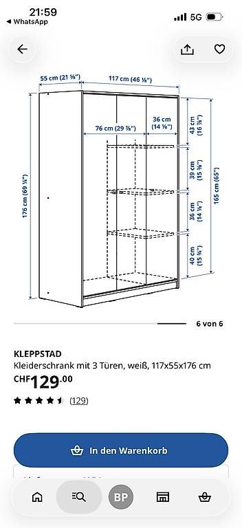 Ikea Armadi: Neuer Kleppstad Schrank! – Nuovo e nell'imballaggio originale da Basel venduto da besa78 2